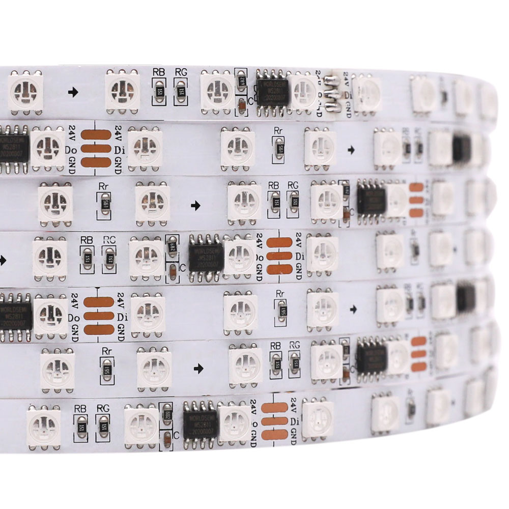 WS2811 DC24V SMD5050 72LEDs/m 8mm Flexible Addressable RGB LED Strip Light 5m/16.4ft WS2811 DC24V SMD5050 72LEDs/m 8mm Flexible Addressable RGB LED Strip Light 5m/16.4ft